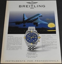 1994 Print Ad Breitling Chronomat Watch Concorde Jet Sunset Fashion Style Art picture
