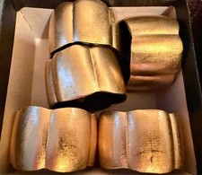 Vintage Gold Scalloped Napkin Rings - vintage OMC Otagiri gold wooden lacquerwar picture