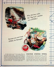 Vintage 1940s United States Steel USS Ad Big Inch Pipeline WWII Era Original picture