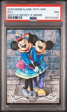 Topps 2025 Disneyland 70th Sketch Mickey & Minnie Auto PSA 7 picture
