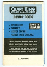 Vintage 1960s E.J. Korvette CRAFT KING DELUXE POWER TOOLS Instructions Pamphlet picture