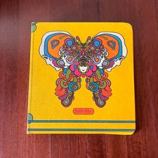 VTG Peter Max Binder Psychedelic Butterfly Motif Yellow School Three Ring Binder picture