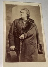 Rare Antique Violinist August Wilhelmj Concert Hall Weber Piano Ad CDV Photo NY picture