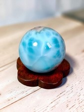 22 mm Larimar Polished Sphere Ball Dominican Blue Crystal Healing Display picture