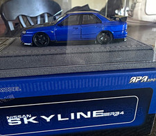 MORTAL MODEL Nissan Skyline ER34 1:64 Blue Diecast Model Car w/ Case picture