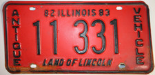 Vintage Pair 1982-1983 Illinois Antique Vehicle License Plates 11331 Red Black picture