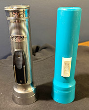 Vintage Eveready Flashlight Lot (2) - Working Chrome Captain Union Carbide & Tea picture