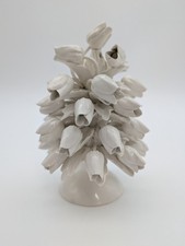 Vintage Italian Handmade White Ceramic Tulip Tree Floral Sculpture picture
