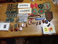 ww11 us Army Grouping Dog Tags Patches Medal unit pins Everett Lovering picture