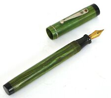 VINTAGE GOOD SERVICE NATIONAL PEN CO GREEN MARBLE FOUNTAIN PEN 14K NIB NICE  picture