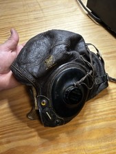 WWII USAAF Type A-11 Leather Flight Helmet Large Complete Western Electric picture