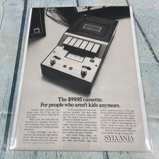 1970 Sylvania Cassette Tape Recorder Vtg Print Ad/Poster Pinup Art Magazine Page picture