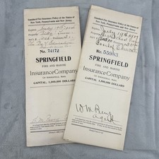 Vintage Springfield Fire And Marine Insurance Company Document Lot 1904 READ picture