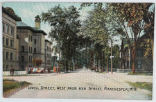 Vintage Manchester NH New Hampshire Lowell Ash Street M.H. School Postcard picture