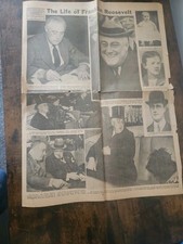 April 13th 1945 Detroit Times Newspaper Roosevelt Signs Declaration Of War picture