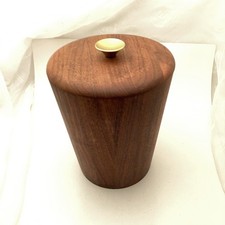 Vermillion Real Walnut Ice Bucket Vintage MCM Barware  picture