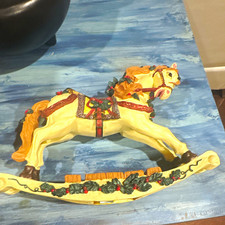 Vintage musical Resin Rocking Horse Figurine picture