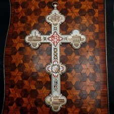 Antique Italian Micro Mosaic Crucifix Grand Tour Architectural Rome Souvenir picture