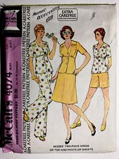 Rare UNCUT McCall’s 4074 Misses 2-Piece Dress Blouse Pants Shorts 10 *Read picture