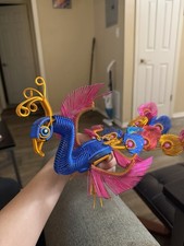 Handmade Colorful Wire Peacock Sculpture Metal Art Figurine Decor picture