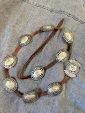 VTG James Reid Santa Fe 925 Sterling Silver Concho  Belt Buckle Leather Native picture