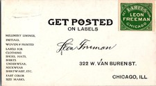 Vintage Leon Freeman Chicago Labels Advertising Blotter Millinery Clothing Shoes picture