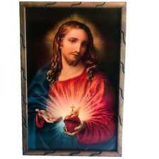 Sagrado Corazon De Jesus Imagen Impresa Cuadro Rustico De Madera 36