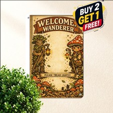 Welcome To Gnomeville Whimsical Garden Fairytale Dwarf Tin Metal Sign 8x12 picture