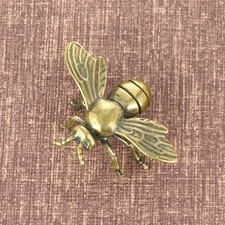 1pc Solid Brass Bee Figurine Antique Copper Desk Decor Collectible Gift - NEW*** picture