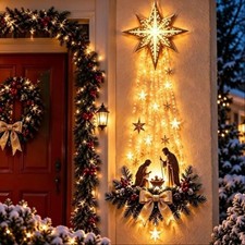 Nativity Wall Decor Christmas Holy Family Star LED Light Hanging Ornament picture