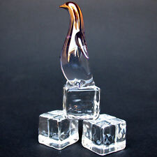 Penguin on Ice Figurine of Hand Blown Glass 24K Gold picture