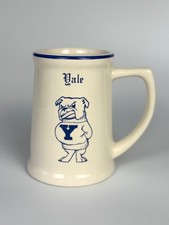 VTG Yale Bulldogs Ceramic Coffee Mug Tankard Stein Blue Cream Gothic Font Mascot picture