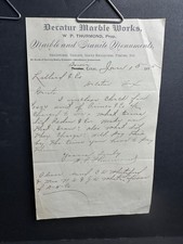 1895 Letter Decatur TX Marble Works, Tombstones, Grave Fences, Bowie TX Thurmond picture