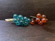 Vintage MCM Lucite Acrylic Grape Clusters On Driftwood Green & Amber 8” picture