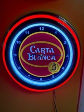 Carta Blanca Cerveza Mexican Beer Bar Man Cave Red Neon Style LED Clock Sign picture