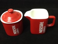 NESCAFE CLASICO 3 Pc Coffee Creamer Sugar Bowl Lid Red Cup Cups Toddy Mug New picture