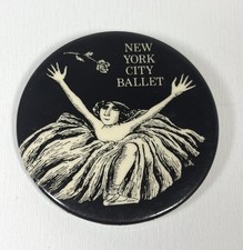 Vintage Edward Gorey New York City Ballet NYCB Pinback Button Black White Pin picture