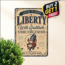 Patriotic USA Freedom Pride Home Wall Decor Vintage Metal Tin Plaque 8x12 picture