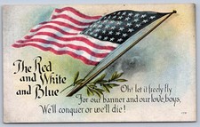 Patriotic Postcard c1910 American Flag Red White Blue Poem WWI Era 558 picture