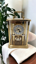 Rare Vintage Bulova Germany Brass Anniversary Gold Color Carriage Quartz Clock picture