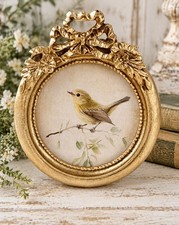 Vintage Style Bird Chickadee Print Gold Ornate Bow Frame Ornate Picture Frame picture