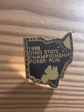 Vintage 1988 Ohio State Championship Poker Run Enamel Lapel Pin S.V.R. Biker picture