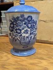 Artimino Tuscany Dawn Blue & White Lidded Ceramic Canister Jar Handpainted picture