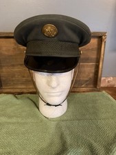 Vintage U.S. Army Service Visor Cap Eagle Button Military Dress Hat picture