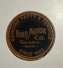 Ford Motor Co Genuine Parts & Service Antique Ad Iron on Leather Patch 2.5” picture
