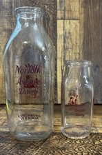 VINTAGE NORFOLK AVENUE DAIRY MILK BOTTLE LOT QUART HALF PINT LYNCHBURG,VA picture
