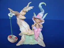 Elfin Collection Stephen Wise Elf Fairy Signed Vintage Sculpted Clay Tree Basket picture