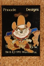 Vintage 1995 Taz Tasmanian Devil Cowboy Pinnacle Designs Pin Carded picture