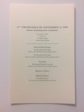 15th Observance of September 11, 2001 House Remembrance Ceremony Program Ryan picture
