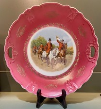 Antique 1910s Three Crown China Germany Fox Hunt Porcelain Charger picture